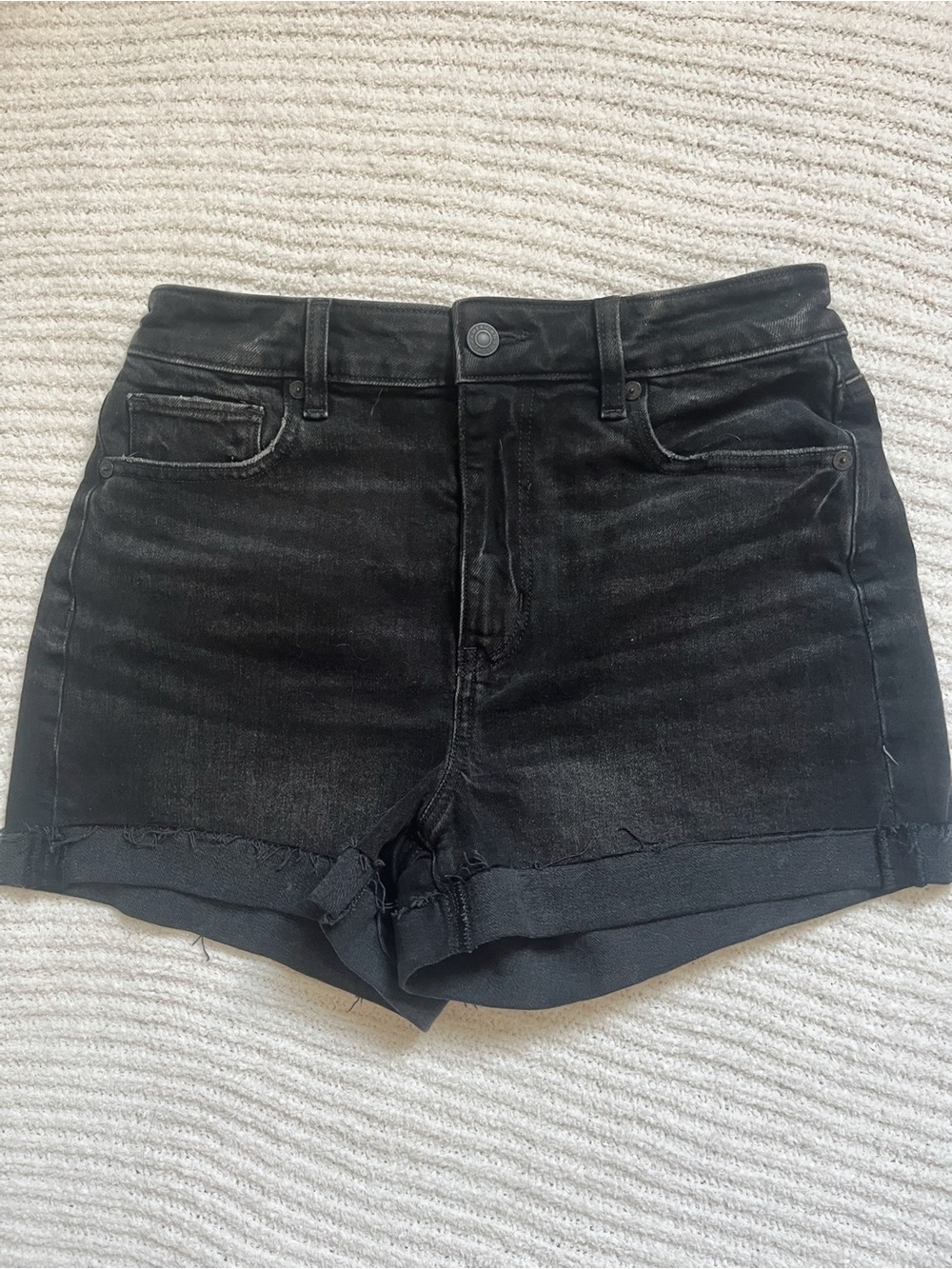 American Eagle Outfitters Black High-Rise Denim Shorts